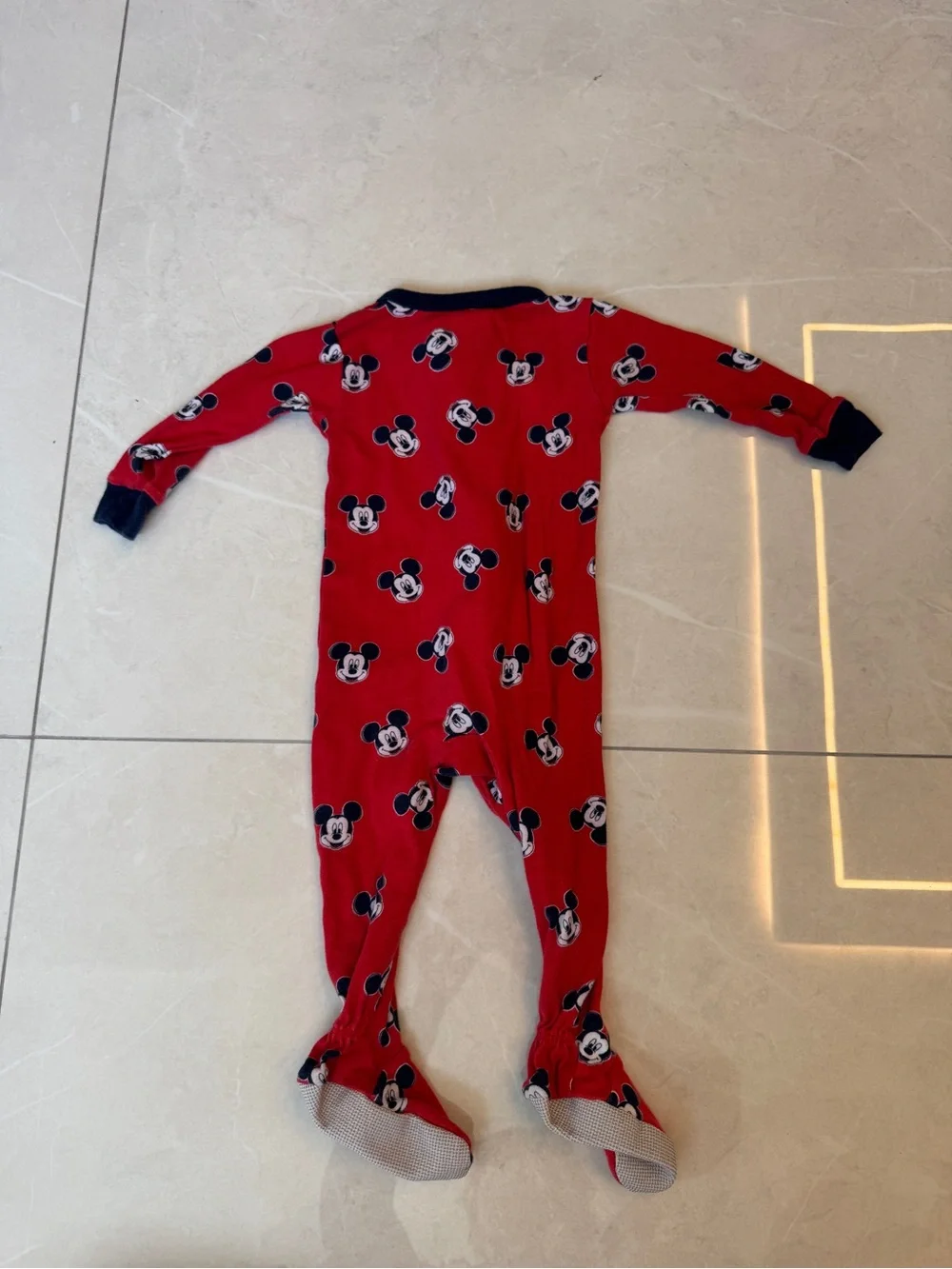 Carter's Red Mickey Mouse Footed One-Piece Pajamas with Navy Trim